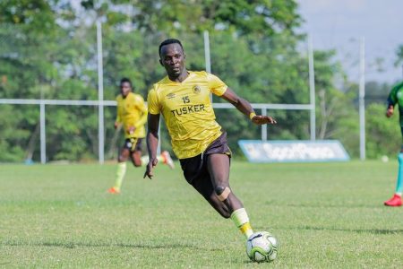 Tusker FC forward Ryan Ogam during a previous match. PHOTO/https://www.facebook.com/Tuskerfootballclub