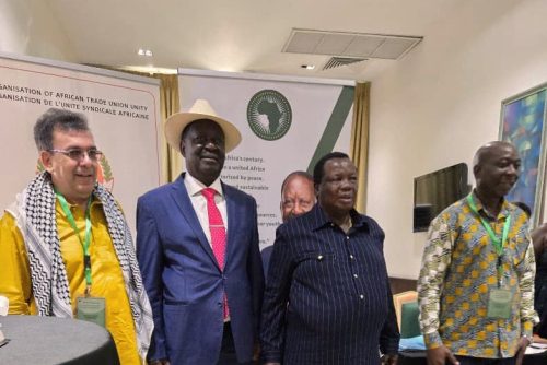 Former Prime Minister Raila Odinga, COTU Secretary General Francis Atwoli and other leaders during their meeting in Ghana on Friday November 22, 2024. PHOTO/@RailaOdinga4AUC/X