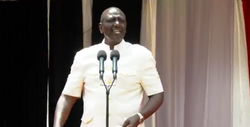 President William Ruto speaking in Kwisero, Kakamega County on Sunday November 10, 2024. PHOTO/ Screengrab by PD Digital/https://www.facebook.com/williamsamoei/videos/531424309850695/