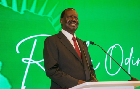 Raila Odinga speaks during the official unveiling of his manifesto for the AUC seat in Addis Ababa, Ethiopia, on Friday, November 8, 2024. PHOTO/@paulinenjoroge/X