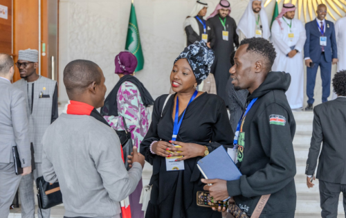 Charlene Ruto (in headwrap) confers with a delegate in Addis Ababa, Ethiopia. PHOTO/@charlruto/X