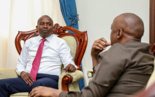 Isiolo Governor Abdi Guyo speaks with Deputy President Kithure Kindiki on November 13, 2024. PHOTO/@GovGuyo/X