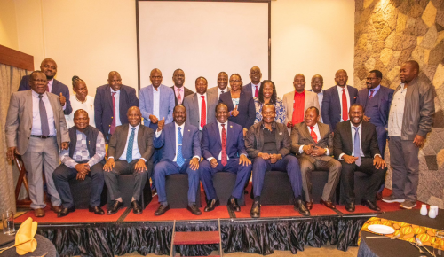 Raila Odinga with the ODM elected leaders from the Western region on Tuesday, November 19, 2024. PHOTO/@TheODMparty/X
