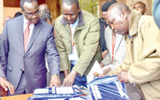 Education CS Julius Migos Ogamba when he supervised the distribution of day 3 KCSE Exam papers at the Ngong DCC - KNEC container in Kajiado county PHOTO/Christine Musa