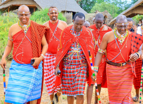 Narok Governor Patrick Ole Ntutu and President William Ruto arrive in Samburu for the Maa Cultural Week festival on November 8, 2024. PHOTO/@OleNtutuK/X