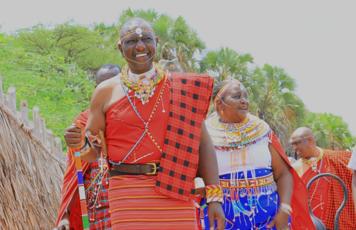 President William Ruto arrives in Samburu for the Maa Cultural Week festival on November 8, 2024. PHOTO/@OleNtutuK/X