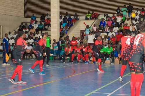 Kenyan women's volleyball team during their clash with Burundi on December 13, 2024. PHOTO/https://web.facebook.com/ParliamentKE