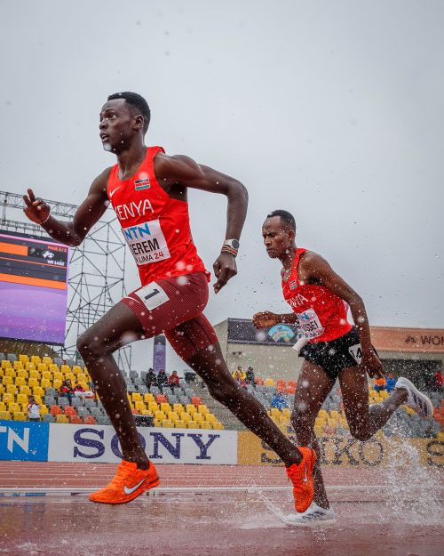 Edmund Serem in the steeplechase at the World U20 Championships in Lima. PHOTO/World Athletics