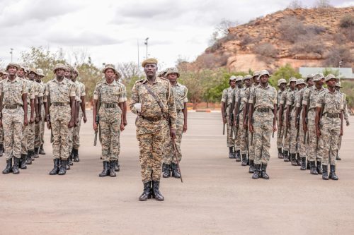 KWS trainees rehearse ahead of Tuesday, December 3, 2024, pass-out parade. PHOTO/@KWSKenya/X