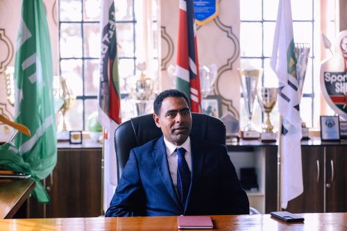 FKF President Hussein Mohammed sits in his office after winning the presidency of the football body. PHOTO/@Football_Kenya/X