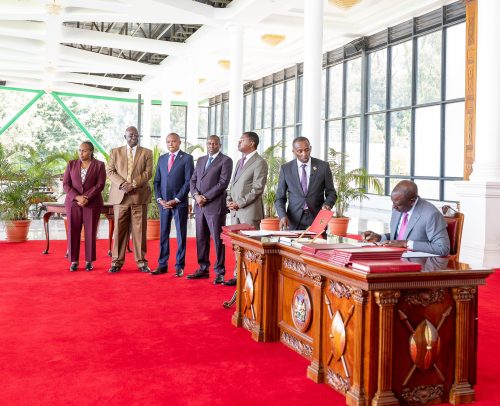 President William Ruto signing various parliamentary Bills into law at State House, Nairobi on Wednesday December 11, 2024. PHOTO/@WilliamsRuto/X