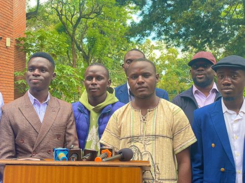 Kenya School of Law (KSL) president Joshua Okayo and his team when they addressed a press conference on Tuesday, December 2, 2024. PHOTO/@okayojoshua/X