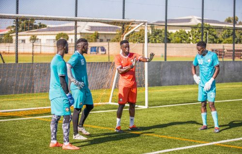 Arnold Origi issuing instructions during Harambee Stars training session. PHOTO/FKF