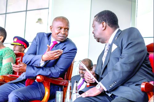 Deputy President Prof. Kithure Kindiki (left) with Prime Cabinet Secretary Musalia Mudavadi during yesterday’s Jamhuri Day celebrations in Nairobi. PHOTO/OPCS