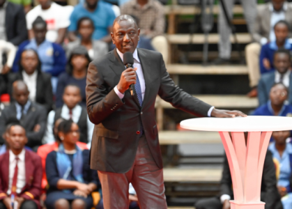 President William Ruto speaking during a townhall meeting held at KICC on Monday, December 9, 2024. PHOTO/@Diaspora_KE/X