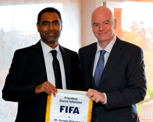 FKF President Hussein Mohammed and FIFA's Gianni Infantino in Marrakech, Morocco. PHOTO/@husseinmoha/X