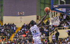 Nairobi City Thunder's player dunks at the Kasarani Gymnasium. PHOTO/@kipmurkomen/X