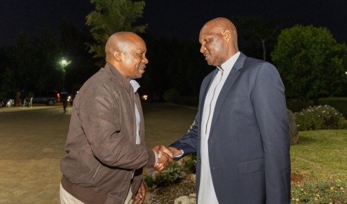 Farouk Kibet welcomes Deputy President Kithure Kindiki to his home  in Uasin Gishu. PHOTO/@chepsaitarun/X