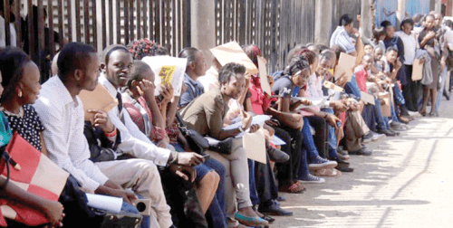 Job seekers waiting to be called up. PHOTO/Print