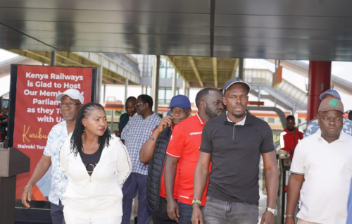 Members of Parliament arrive at the SGR station to travel to Mombasa. PHOTO/@KenyaRailways_/X