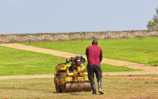 A worker works at the Uhuru Gardens ahead of the December 12, 2024, Jamhuri Day celebrations. PHOTO/@ray_omollo/X