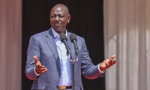 President William Ruto speaking during interdenominational prayer service at Cheptais High School Grounds in Mt. Elgon, Bungoma County on Sunday, January 19, 2025. PHOTO/@MusaliaMudavadi/X