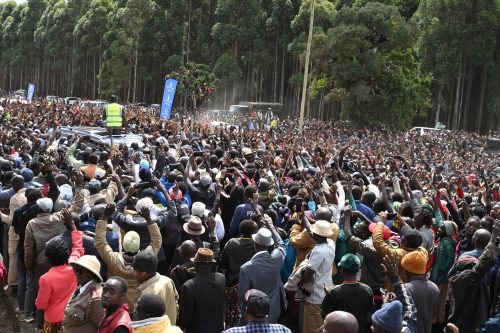 President William Ruto addressing members of the public in Uasin Gishu County. PHOTO/@WilliamsRuto/X