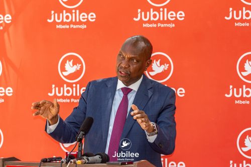 Jubilee Secretary General Jeremiah Kioni addressing the press on Wednesday January 29, 2025. PHOTO/https://www.facebook.com/JeremiahKi0ni