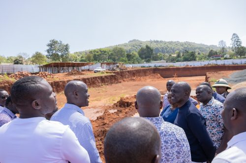 President William Ruto accompanied by other leaders during a site visit in Kisii on Wednesday January 1, 2025. PHOTO/@WilliamsRuto/X