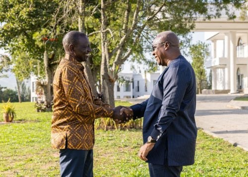 President William Ruto and his Ghanian counterpart John Mahama during their meeting on December 29, 2025. PHOTO/@WilliamsRuto/X