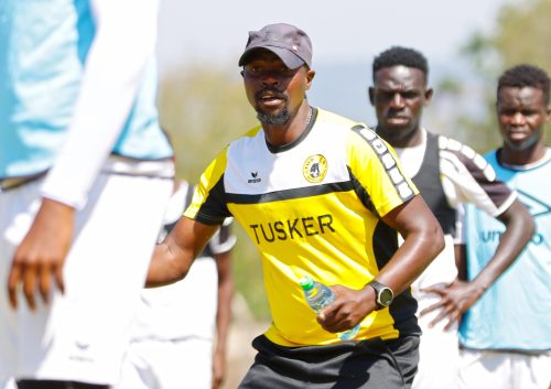 Tusker FC Coach Charles Okere during a training session on Saturday January 18, 2025. PHOTO/https://www.facebook.com/Tuskerfootballclub