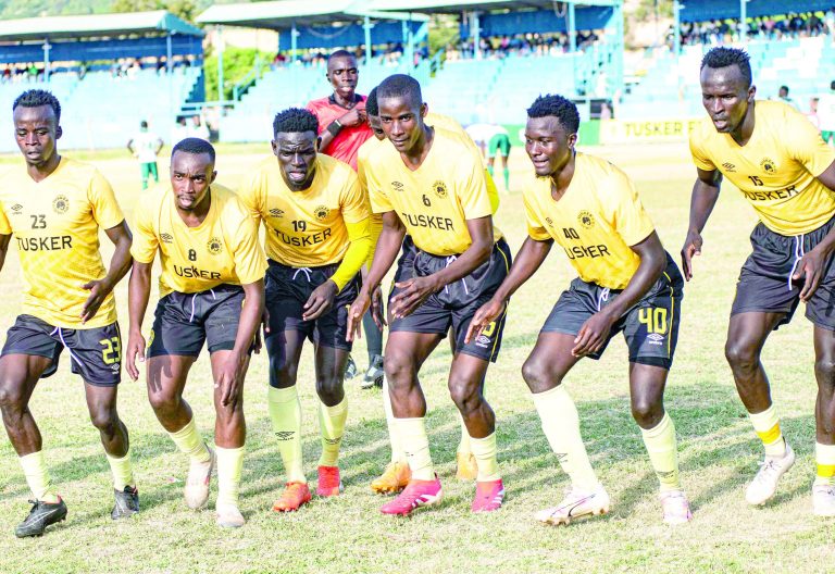 Tusker FC players celebrate after scoring against Gor Mahia in their FKF-PL match played at Machakos Stadium on January 19, 2025. PHOTO/Rodgers Ndegwa 