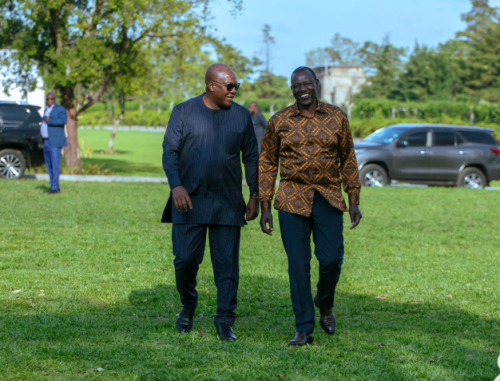 Ghana's President-elect and President William Ruto in Kilgoris, Narok County. PHOTO/@JDMahama/X