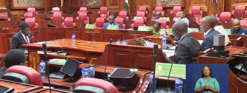 Former Sports CS Ababu Namwamba facing the vetting panel on Friday January 10, 2025. PHOTO/ Screengrab by PD Digital/https://www.youtube.com/watch?v=VeSVXwfIlFo