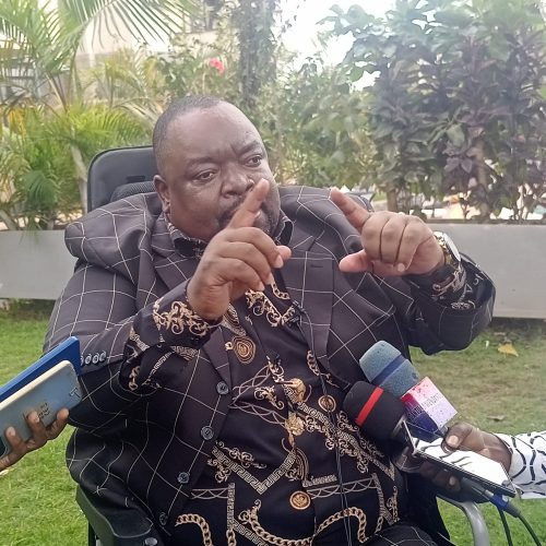 Meru County patron for People Living with Disabilities (PWD), Mike Makarina, speaking in Meru. PHOTO/Dorcas Mbatia