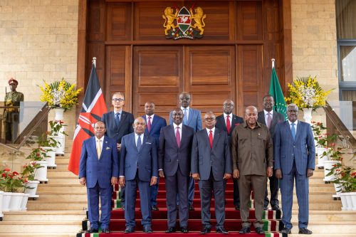 President William Ruto hosts AU commission chair Moussa Faki, heads of state and AU secretariat at State House on Monday, January 27, 2025. PHOTO/@WilliamsRuto/X
