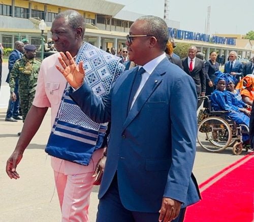 President William Ruto arrives in Guinea-Bissau on April 4, 2024. PHOTO/@USEmbalo/X