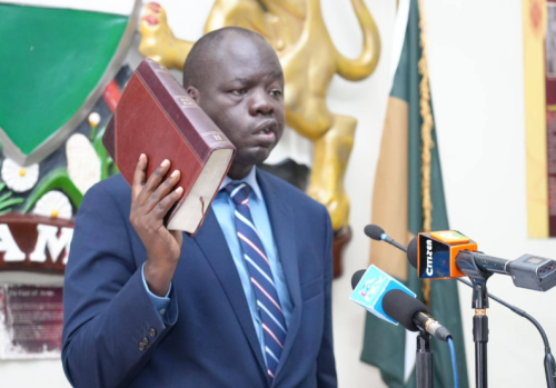 IEBC selection panel chairperson Nelson Makanda takes oath of office on January 27, 2025. PHOTO/https://web.facebook.com/ParliamentKE