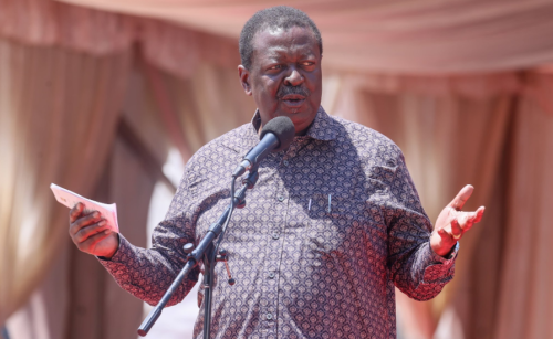 Prime Cabinet Musalia Mudavadi speaks during President William Ruto's tour of Western Kenya on January 20, 2025. PHOTO/@MusaliaMudavadi/X