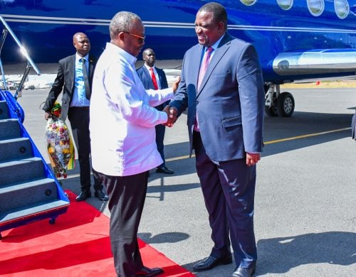 Sports CS welcomes Guinea-Bissau President Sissoco Embaló at JKIA on Friday, January 24, 2025. PHOTO/@waziri_mvurya/X