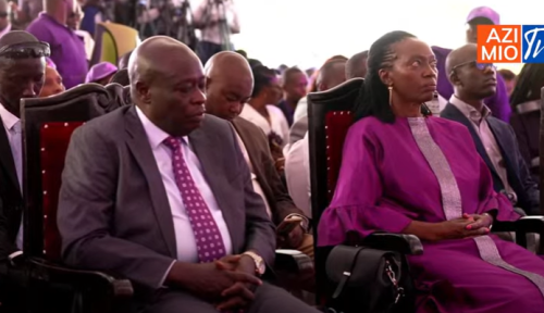 Former DP Rigathi Gachagua and PLP Party leader Martha Karua during the launch on Thursday, February 27, 2025. PHOTO/Screengrab by K24 Digital from Azimio TV live session on YouTube