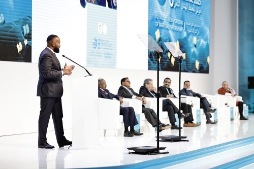 Mining CS Hassan Joho speaking during the 8th Indian Ocean Conference in Muscat, Oman on February 17,2025. PHOTO/@HassanAliJoho/X