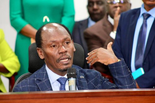 ICT CS William Kabogo facing the Committee on Communication, Information, and Innovation on Tuesday February 25, 2025. PHOTO/https://web.facebook.com/ParliamentKE