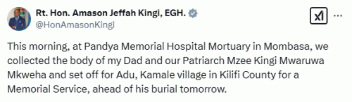 Part of the statement shared by Senate Speaker Amason Kingi. PHOTO/Screengrab by Peopledaily Digital. PHOTO/ https://www.facebook.com/governoramason.kingi

