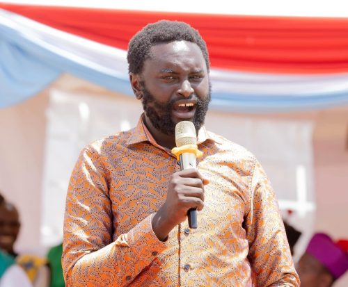 Nyandarua senator John Methu speaking in Meru on Sunday, February 23, 2025. PHOTO