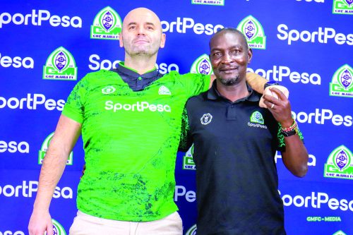 Gor Mahia’s tactician Sinisa Mihic and and his assistant coach Zedekiah ‘Zico’ Otieno. PHOTO/Gor Mahia
