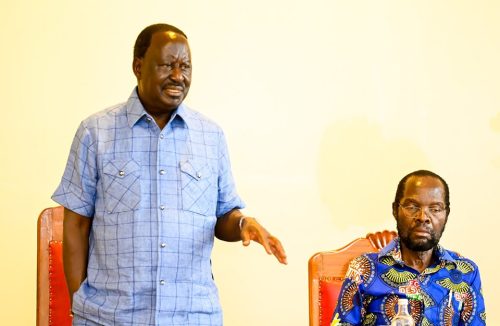 ODM party leader Raila Odinga with Kisumu county governor Prof Anyang' Nyong'o during his consultation tour in Kisumu. PHOTO/https://www.facebook.com/RailaOdingaKE
