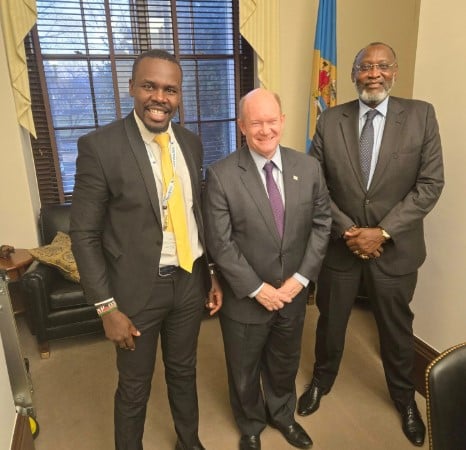 MP Silvanus Osoro, US Senator Chris Coon and Muhoho Kenyatta meet on Friday February 7, 2025. PHOTO/https://www.facebook.com/he.osoro