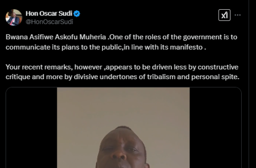 A post shared by MP Oscar Sudi via his X account on Saturday, February 22, 2025. PHOTO/Screengrab by PD Digital from @HonOscarSudi