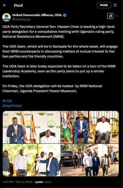 A statement shared by UDA on Wednesday, February 5, 2025. PHOTO/Screengrab by PD Digital/@UDAKenya/X